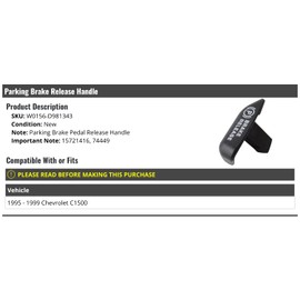 Marketplace Auto Parts Parking Brake Release Handle - Compatible with 1995-1999 Chevy C1500