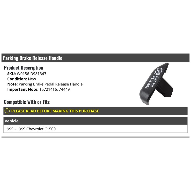 Marketplace Auto Parts Parking Brake Release Handle - Compatible with
