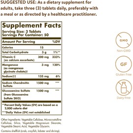 Solgar Extra Strength Glucosamine Chondroitin Complex, 150 Tablets - Promotes Healthy Joints - Supports Comfortable Movement - Non-GMO, Gluten Free, Dairy Free - 50 Servings