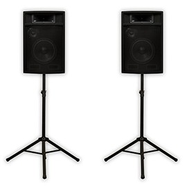Acoustic Audio PA-380X Passive 8" DJ Speakers and Stands PA Karaoke 3-Way Studio Home Audio