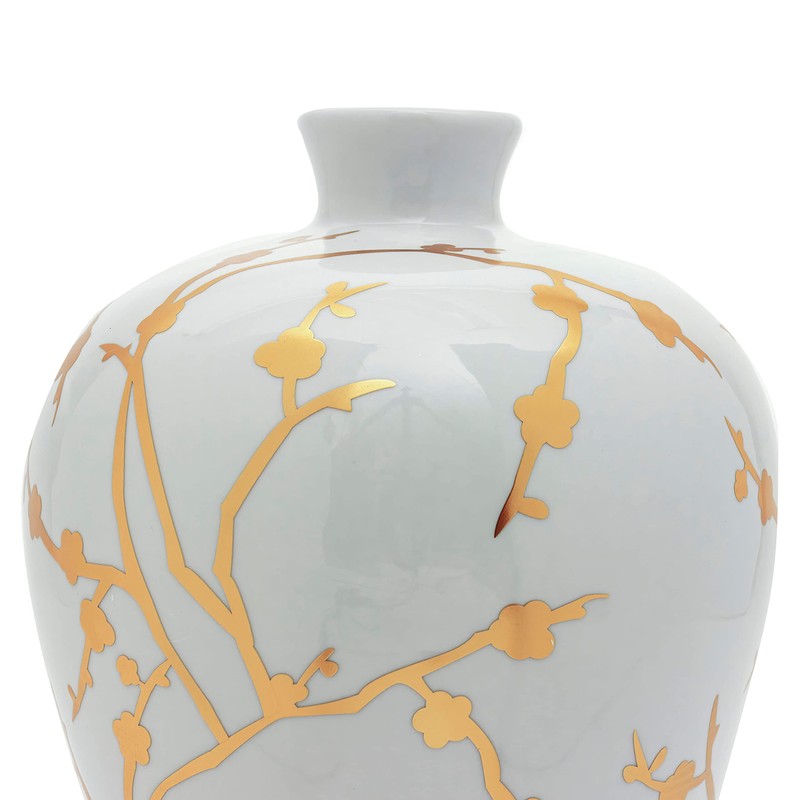 Red Lantern 15" Gold Branches Plum Vase