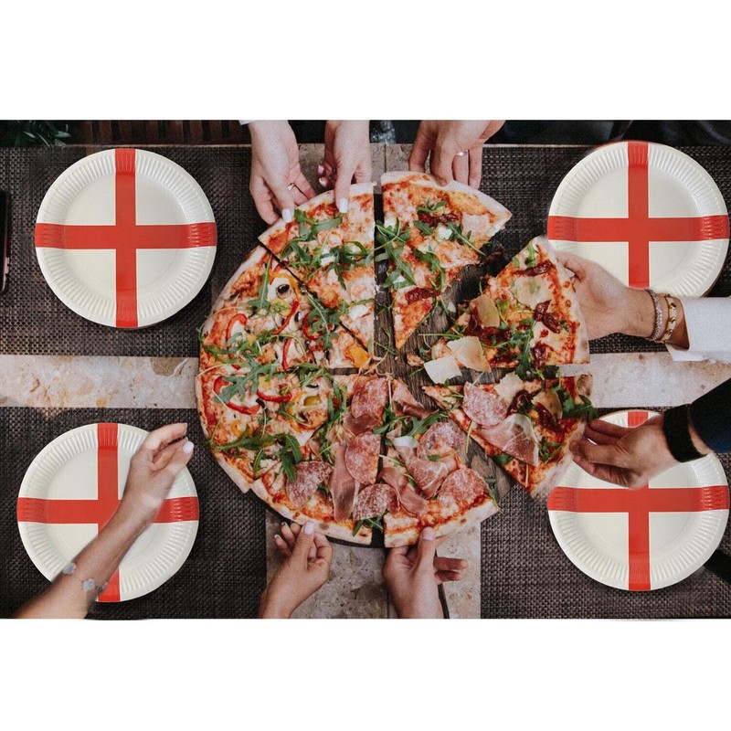 SHATCHI 20Pcs England Paper Plates St George Party Supplies for