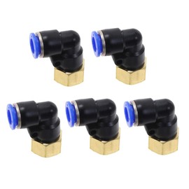Vogueing Tool Pneumatic Air Hose Fittings 8mm x PT1/4 Thread Elbow L-Type Quick Connector 360°Rotation Female Thread Push to Connect Fittings (Pack of 5)
