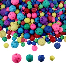 TOAOB 580pcs Mixed Color Natural Lava Stone Round Beads Gemstone Loose Beads Energy Stone 4mm 6mm 8mm 10mm for Jewelry Making