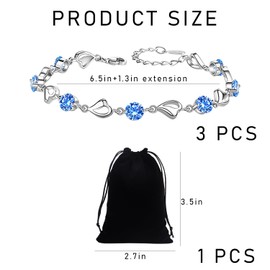 JTMKYO 3 Pieces Of Love Rhinestone Bracelets, Fashionable Women's Bracelets, Diamond-encrusted Silver Bracelets, Crystal Bracelets, Jewelry, Adjustable, Suitable For Gift Giving (3 Colors)