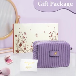 COSHAYSOO Purple Initial Makeup Bag Girly Gifts for Women Teen Girl Unique Personalized Boo Burr Basket Stuffers Halloween Christmas Presents Gift Ideas, Monogram Quilted Cosmetic Bags Travel Letter A