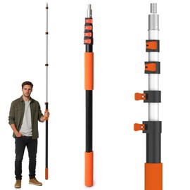 AgiiMan 18FT Reach Telescoping Pole - 3 to 12FT Extension Pole, Portable Aluminum Telescoping Rod with Easy Flip Lock, Paint Roller Extension Poles, Window Cleaning