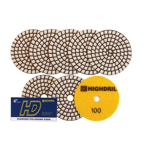 HIGHDRIL Dry Diamond Polishing Discs - Pack of 8 #100