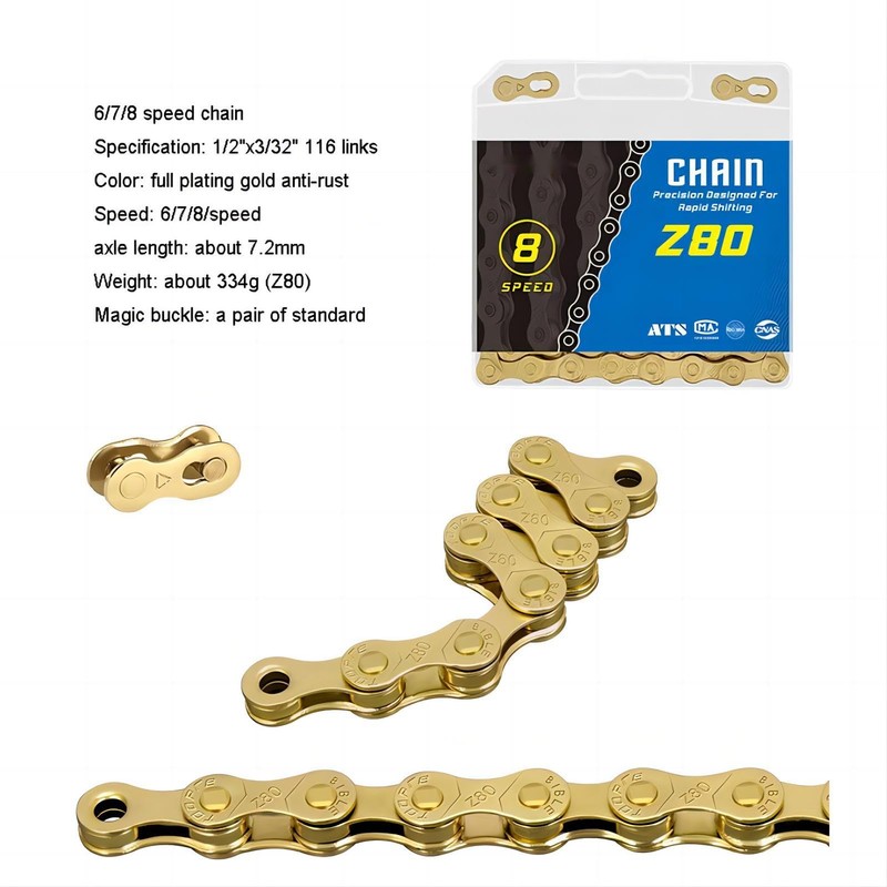 Bicycle Chain 6/7/8 Speed 1/2 x 3/32 Inch 116 Links