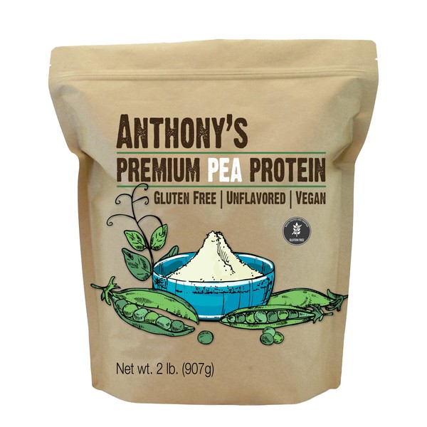 Anthony's Premium Pea Protein, 2 lb, Plant Based, Gluten Free,