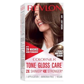 Revlon ColorSilk Tone + Gloss + Care - Tinte semipermanente para el cabello, kit de tinte con suero para el cuidado del cuero cabelludo y cabello sin 