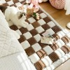 Triflice Fluffy Plaid Couch Cover for Pets Large Cream-Coloured Fuzzy