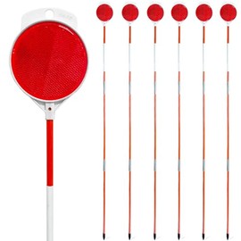 6 Pcs Driveway Markers,48 Inch Double Sided Snow Reflective Driveway Markers,High Visibility Red and White Reflectors for Snow Plowing Markers,Parking Lots,Walkways