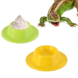2 Pcs Color Gecko Calcium Dish,Lizard Gecko Bearded Dragon Chameleon Water Feeding Bowl,Small Reptile Food Dish,Reptile Terrarium Tank Accessories(Green+Yellow)