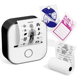 Memoqueen Memoqueen Mini Sticker Printer, T02 Sticker Maker Machine, Blutooth Portable Thermal Printer, Wireless Inkless Printing, for Memo, Study Notes, Work Plans, Compatible with iOS & Android, Black