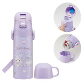 Skater SKDC4 Children's Stainless Steel Water Bottle, 2-Way Direct Drinking, 16.5 fl oz (470 ml), Cup Drinking, 15.2 fl oz (430 ml), Children's Friendly, Lightweight Type, Sanrio, Chromi, Big Ribbon,