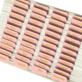 AHRLIC Bible Tabs for Women, Study Bible Journaling Supplies, Large Print, 96 Laminated Tabs for Old and New Testament, Pink with Gold Foil Letters, 1.53x1.26 in, Perfect for Bible Study and Organizat