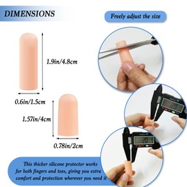 RAKDSYMC 30 Pcs Gel Finger Cots, Silicone Fingertip Protector, Include 8 Thumb Protector Large, Soft Finger Covers, Fingertip Protector for Wounds, Cracking, Corns and Blisters Protect, Nude, 2 Sizes
