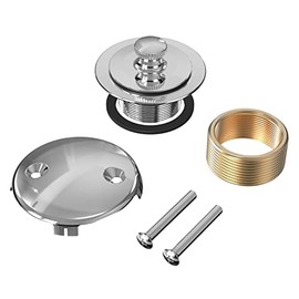 All Metal Lift & Turn Bathtub Drain Kit with Two-Hole Overflow Faceplate and Universal Fine/Coarse Thread Assembly, Tub Drain Kit fits All Bathtub -Chrome Plated