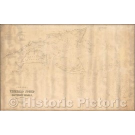 Historic Map - Chart of The Vineyard Sound and Nantucket Shoals, Surveyed, 1874, George Eldridge - Vintage Wall Art 24in x 16in