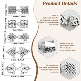 5 Pieces Vintage Sweater Shawl Clips Retro Cardigan Collar Clips Dress Shirt Brooch Clips for Women Wearing, Alloy Steel, no gemstone