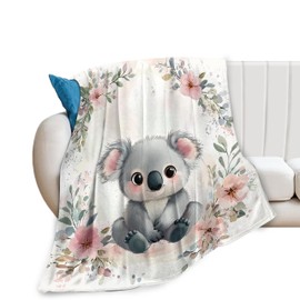 Koala Blanket Soft Cute Kawaii Koala Plush Throw Blanket Cozy Warm Koala Animal Flannel Fleece Bedding Stuff Decor Blanket Gifts for Lover Girls Boys Kids Adults Women Bed Travel 40"x50"