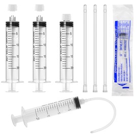 20ml Luer Lock Syringe with Cap and Soft Plastic Tube, Individually Wrapped 10 Pack, Suitable for Pet Liquids Feeding
