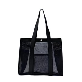 Kimstore Beach Bag, Pool Bag, Lightweight, 38L, Large Capacity, Quick Drying, Foldable, Mesh Bag for Beach, Shopping, Swimming, Gym, Spa, Spa, Travel (Black), Black, Free size