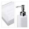 Relaxdays Badaccessoires Set 4-teilig, modern, Zahnputzbecher, Zahnbürstenhalter, Seifenspender, Seifenschale, weiß,