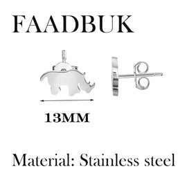 FAADBUK Rhino Stud Earrings Rhinoceros Gift Rhino Lover Gift Safari Animal Jewelry Wildlife Gift Zoo Keeper Gift (Rhino Stud Earrings)