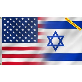 American Israel Combination Boat Flag 12X18Inch,Double Sided 3Ply,Israeli Jewish Friendship Flags,Men Women Banner,Vibrant Colors, Double Stitched with 2 Brass Grommets, Bar Garden Street Decoration, GYM, Office Decor,Indoor Outdoor Use,Gifts. (12x18inch