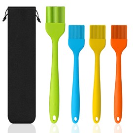 Cepillo de Cocina de Limón Rojo (4 piezas) para Horno de Silicona de Grado Alimentario o Pastelería, Adecuado para Horno de Carbón, Parrilla y Pastelería, Accesorios de Cocina, Resistencia al Calor (Azul)