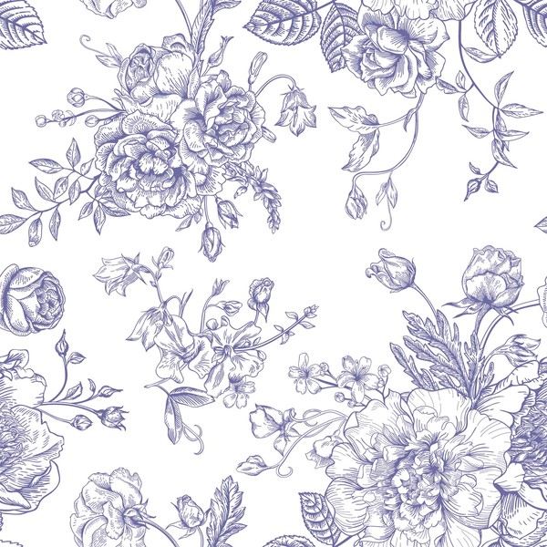 CRE8TIVE Purple Floral Wallpaper 24"x118" Sketch Peony Rose Peel and