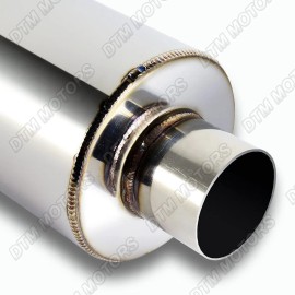 DTM N1 Style Burn Tip 4" Stainless Steel Muffler 2.5" Inlet +Silencer Universal 1