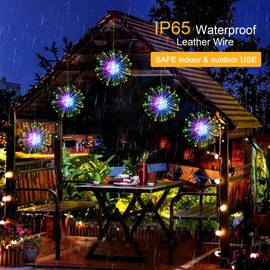 Christmas Lights Solar Fairy Lights 8Pack Hanging Solar Firework Lights 800 LEDs 8 Modes Starburst Sphere Lights Waterproof Copper Wire Lights with Remote for Home Party Xmas Decorations