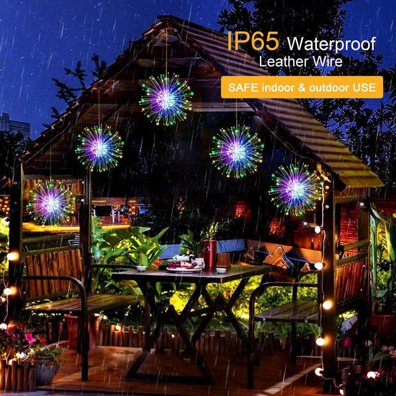 Christmas Lights Solar Fairy Lights 8Pack Hanging Solar Firework Lights