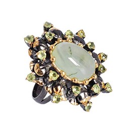 Ravishing Impressions Jewellery Prehnite & Peridot Ethnic Boho 925 Sterling Silver Fashionable and Stylish for Girls and Women Sz-V, Stone: Prehnite, Stone:, Prehnite