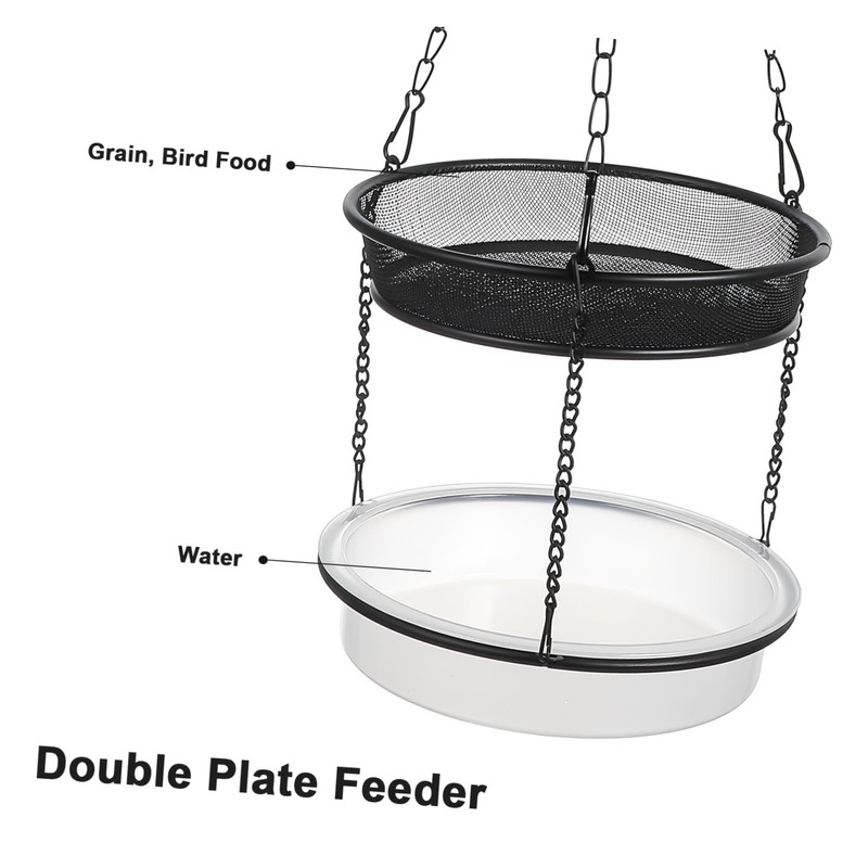 KONTONTY Stylish Iron Craft Double Tray Feeder Hanging Bird Feeder