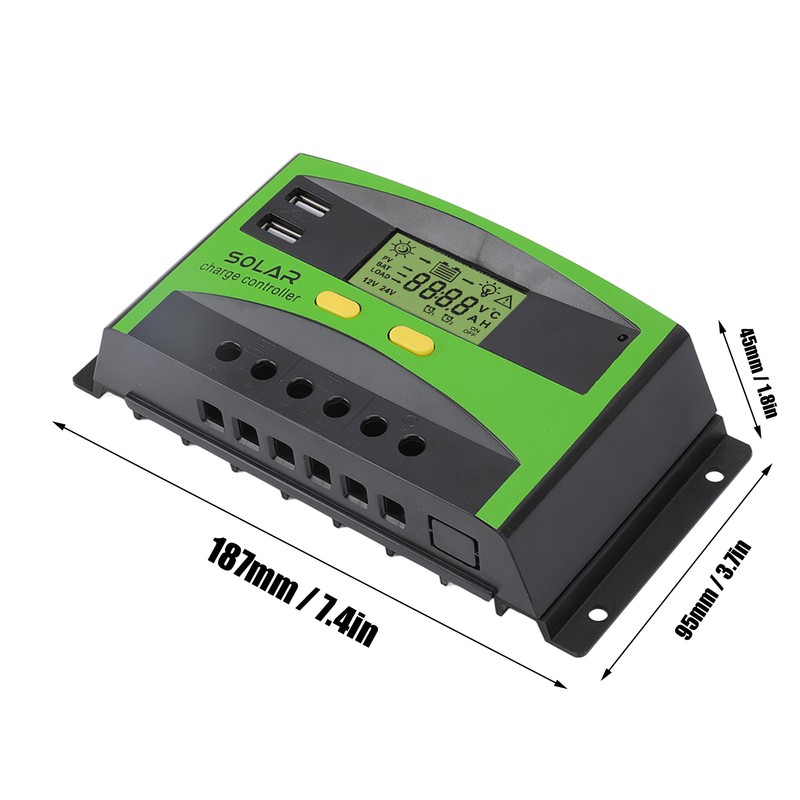 12V/24V PWM Solar Controller Dual USB Double Button Operation Solar