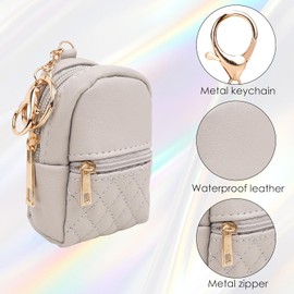 Mini Backpack Keychain, Cute Makeup Bag for Lipstick, Small Change Pouch Coin Purse with Zipper, Travel Zipper Keychain Pouch for Card Holder Data Cable (Gray, One Size)