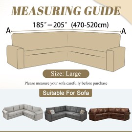 ALIECOM Extra Soft Corner Sectional Sofa Covers L Shaped Couch Cover Sectional Slipcovers with Non Slip Foams Jacquard Stretch U Shape Furniture Protector for Pets Dogs (Lake Blue, Large)