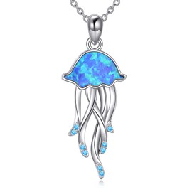 DAYLINLOVE Jellyfish Gift 925 Sterling Silver Jellyfish Pendant Necklace Jellyfish Jewelry for Women Jellyfish Lovers