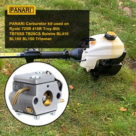 Panari 753-04338 Carburetor for Ryobi 700R 725R 775R 790R 410R Troy Bilt TB20CS TB70SS TB90BC TB320BV Bolens BL100 BL150 BL250 BL410 Tiller Parts with Primer Bulb Fuel Filter Line Kit