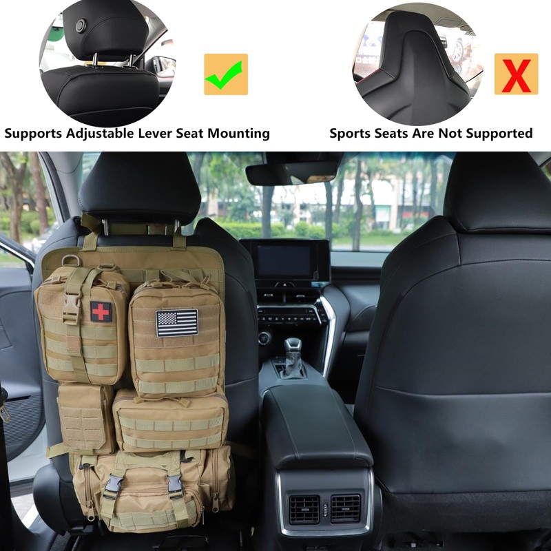 Jimikay Tactical Car Seat Back Organizer Hanger Bag with 5