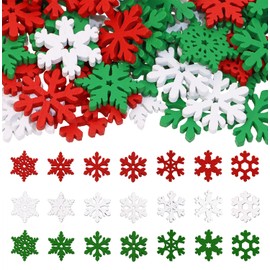 PPhtony 80PCS Snowflake Decorations Wood Slices Ornaments Christmas Cutouts Buttons Tags for Xmas Tree Hanging Painting DIY Crafts Projects Gifts Bags Holiday Party School Home Activity,20MM,Mix Color