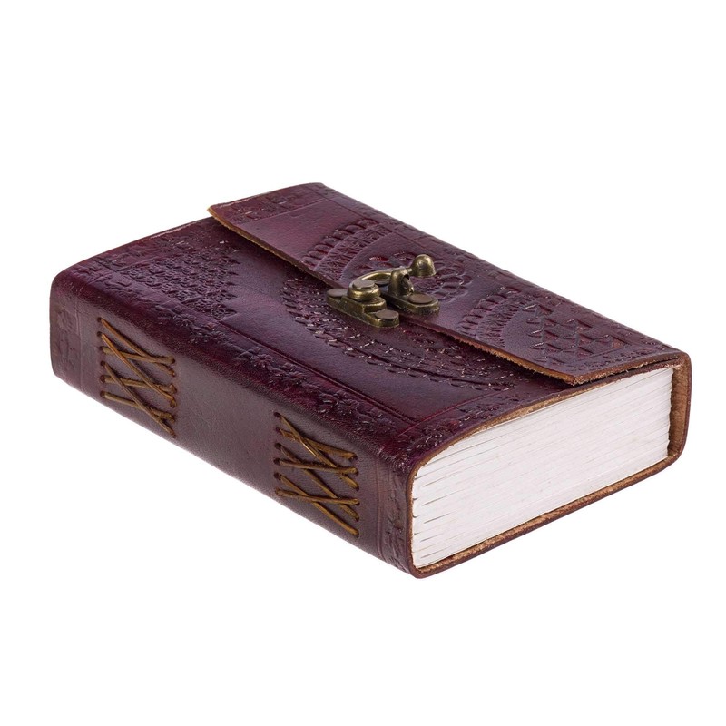Indra Medium Embossed Leather Journal with Clasp 110 x 160
