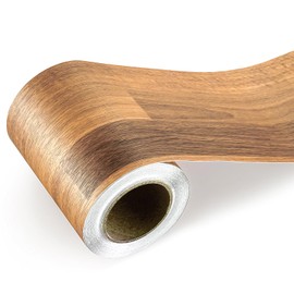 HelloWall Brown Butcher Block Mirror Frame Border Peel and Stick Wallpaper Border Peel and Stick Wood Mirror Edge Removable Molding Trim Wall Borders Removable Waterproof Bathroom Tile Sticker 3"x197"