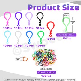 Swpeet 200Pcs 10 Colors Plastic Lobster Claw Clasps with Mixed Colors Open Jump Rings Assortment Kit, Lobster Claw Keychain Clips Claw Snap Clip Hooks for Jewelry Making DIY Crafts Keychains