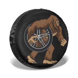 Bigfoot Carrying Tire Funny Sasquatch Spare Tire Cover, Potable Polyester Universal Wheel Protectors Waterproof Dust-Proof UV Sun Wheel Tire Cover Fit for SUV, RV, Travel Trailer, Truck
