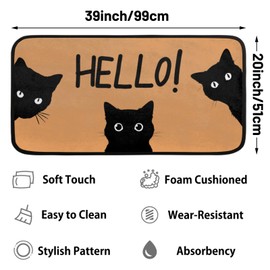 Funky Qiu Front Door Mat Indoor Outdoor - Heavy Duty Welcome Mat for Entrance,Non Slip Absorbent Doormat Area Rug for Home Kitchen Garage Patio Porch,39x20(Cute Black Cat)